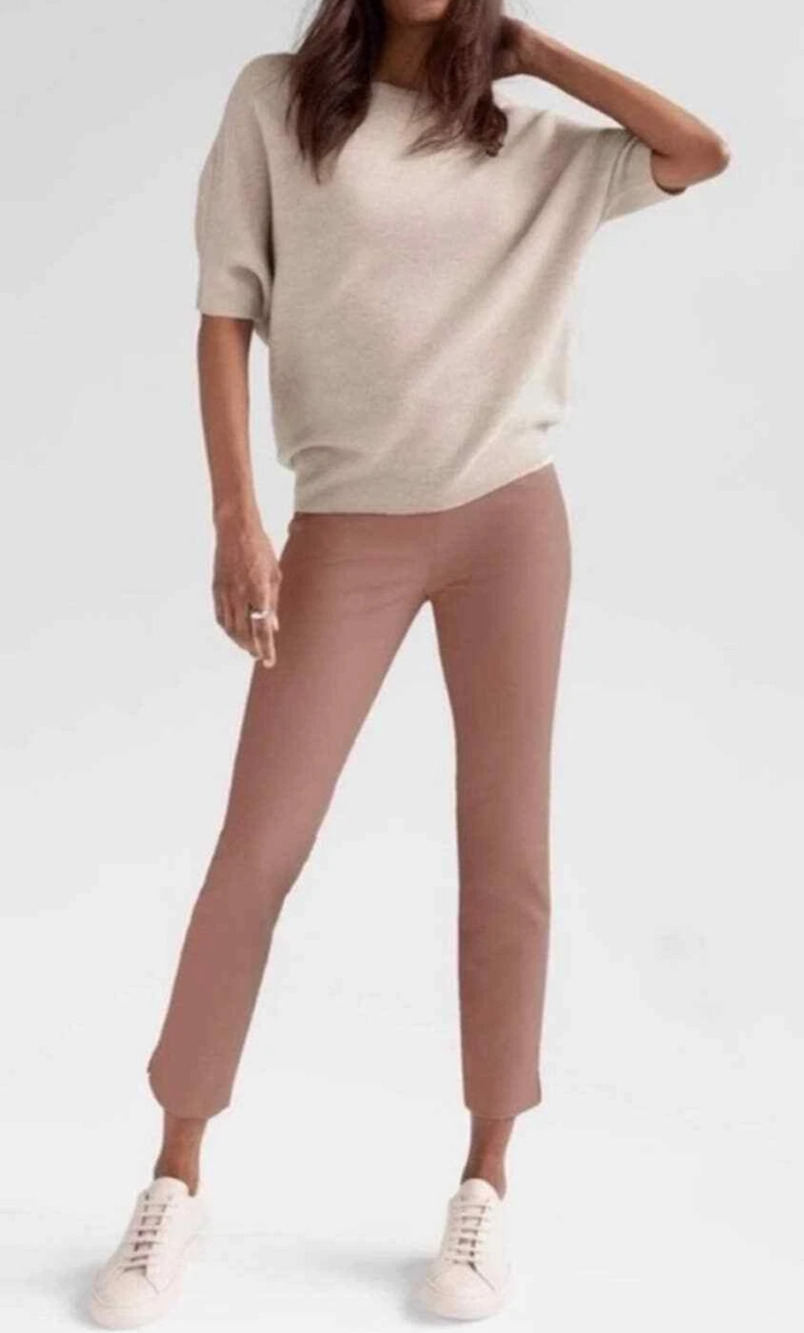 R Label The Reset soft clay straight leg ankle trouser pants Med Career Preppy